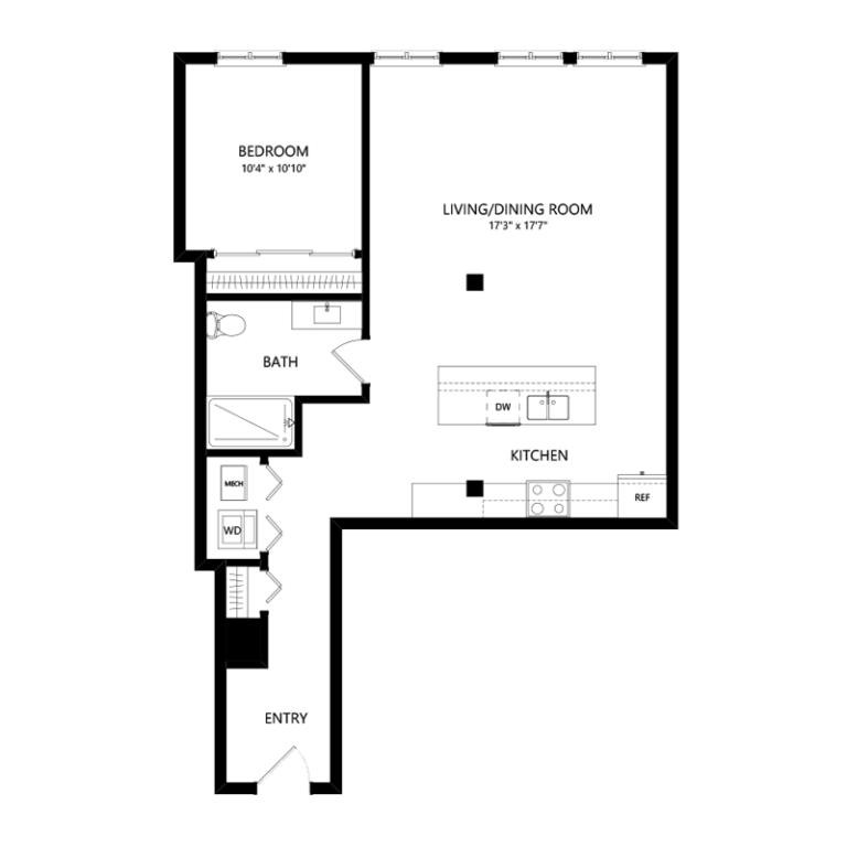 One Bedroom Pet Friendly Apartment - Floor Plan F