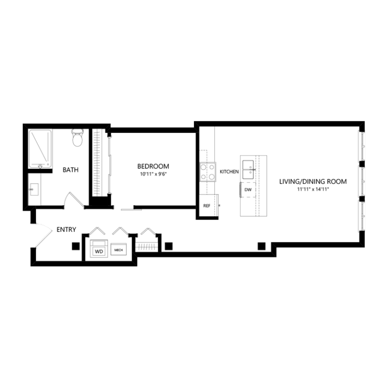 One Bedroom Apartment in Walker's Point - Floor Plan G