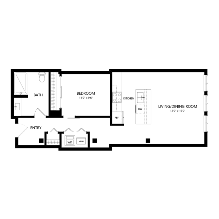 One Bedroom Pet Friendly Apartment - Floor Plan H