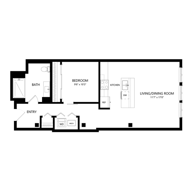 One Bedroom Apartment in Walker's Point - Floor Plan I