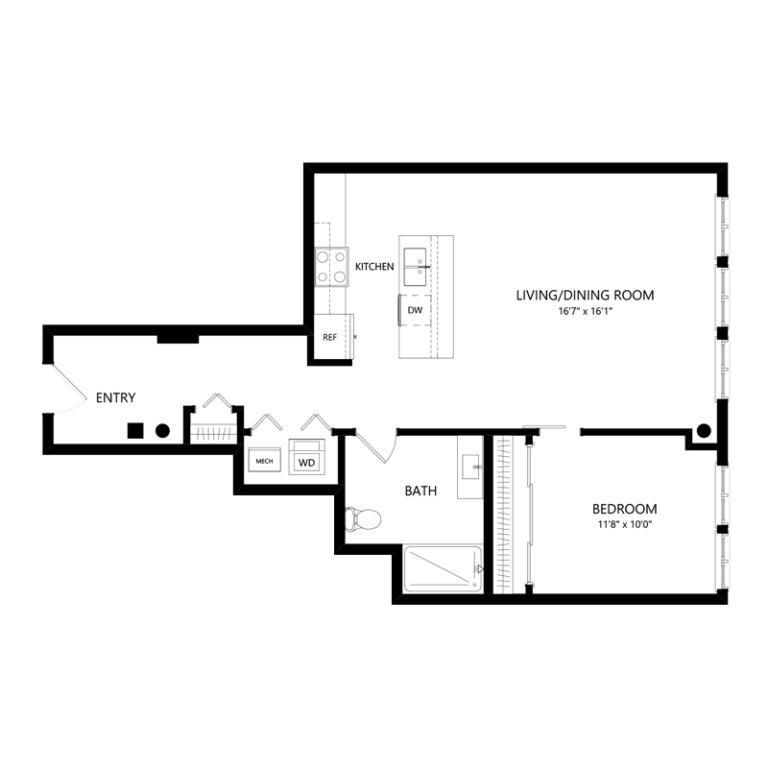 One Bedroom Apartment in Walker's Point - Floor Plan A