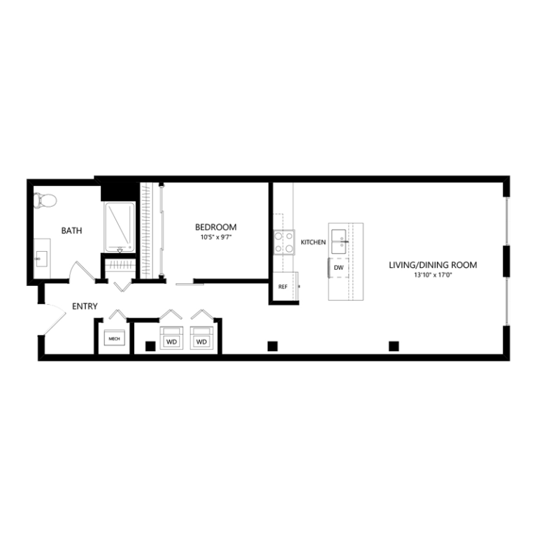 One Bedroom Apartment in Walker's Point - Floor Plan E2