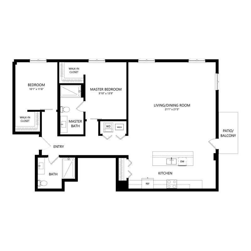 2 Bedroom Bathroom Condo Floor Plans