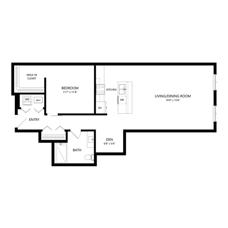 One Bedroom Apartment in Walker's Point - Floor Plan K