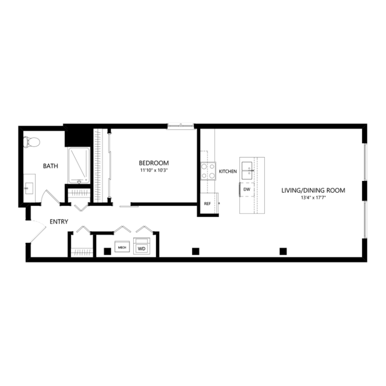 One Bedroom Pet Friendly Apartment - Floor Plan E3