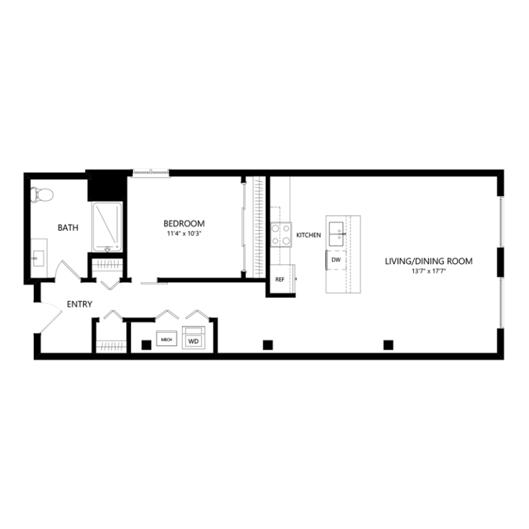 One Bedroom Apartment in Walker's Point - Floor Plan E4
